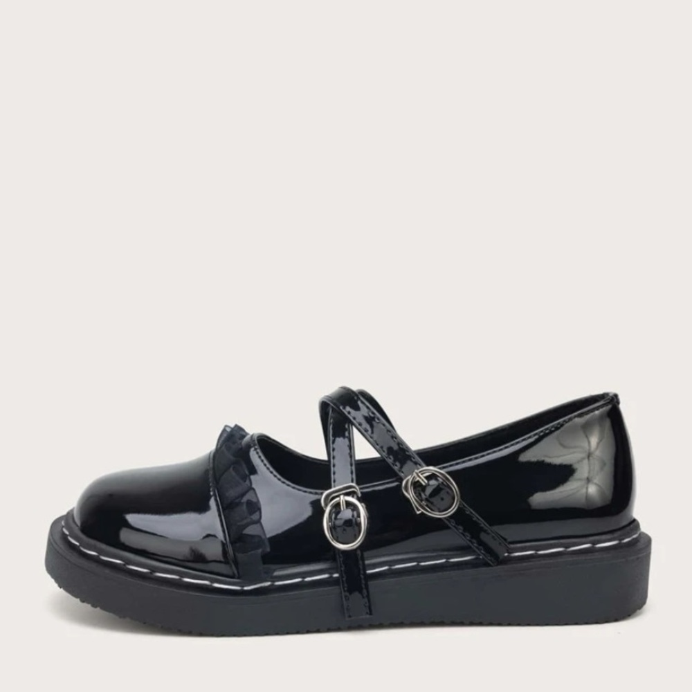 Ruffle Cross Strap Flats
